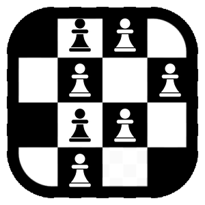Seven pawns placed in the shape of a P on the logo's board